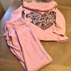 RARE LAUREN MOSHI HEART GUNS HOODY &PANTS NEW $350